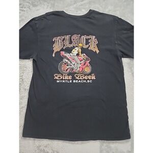 VINTAGE‎ Black Bike Week T Shirt Mens Small Myrtle Beach SC Motorcycle 2000s